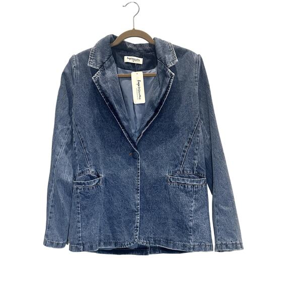 And The Why – Dreaming of Soho Denim Blazer – Medium Wash – Size M - Picture 1 of 5